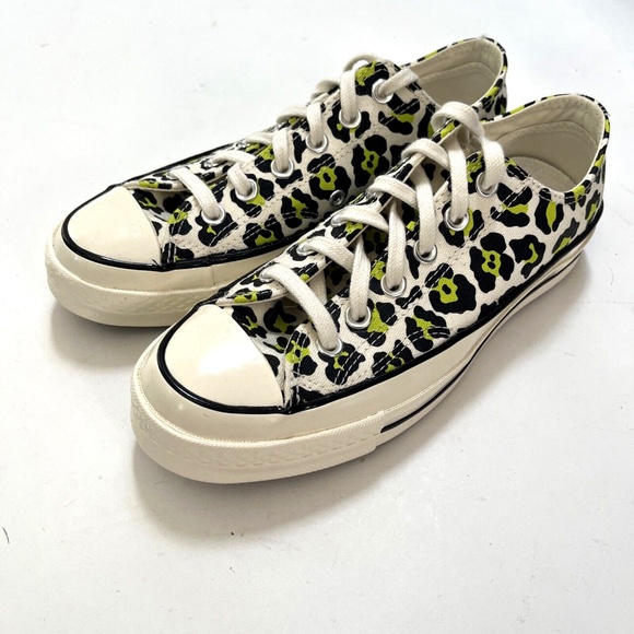 Converse Chuck Taylor All Star Cheetah Animal Print Low Top Shoes 7.5 NWOB Green - Picture 3 of 10